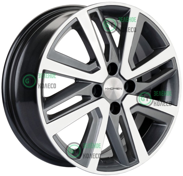 Шина 6xR16 4x100 ET50 D60.1 Khomen Wheels KHW1609 GRAY-FP в Омске
