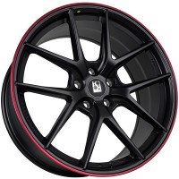9.5xR19 5x112 ET35 D66.6 KoKo Kuture SL547 Full Matte Black Red Lip